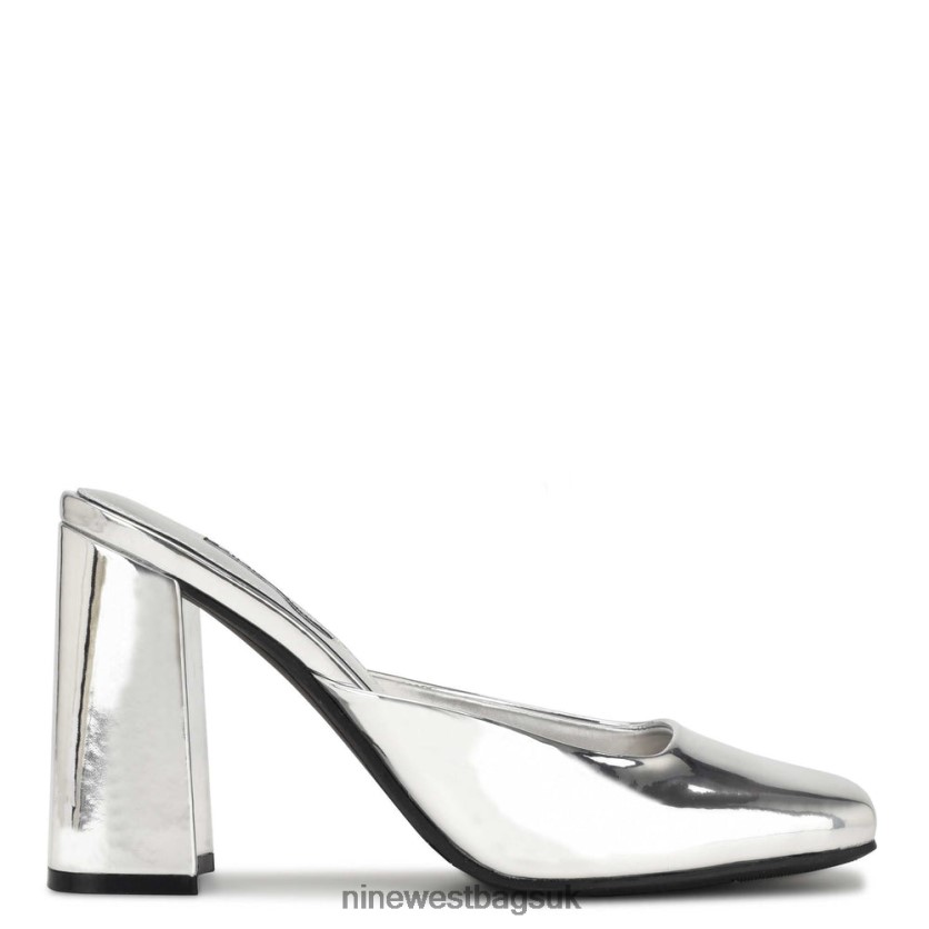 Nine West Yogi Heeled Slides RFX40B690 - Nine West Sandals UK Silver Mirror Metallic