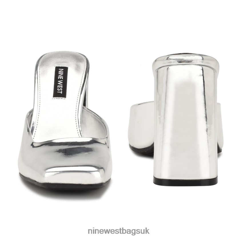 Nine West Yogi Heeled Slides RFX40B690 - Nine West Sandals UK Silver Mirror Metallic