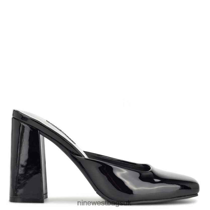 Nine West Yogi Heeled Slides RFX40B691 - Nine West UK Sale Black Patent