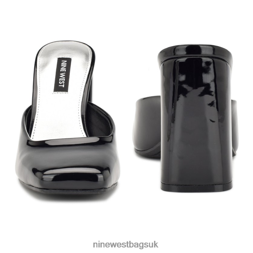 Nine West Yogi Heeled Slides RFX40B691 - Nine West UK Sale Black Patent
