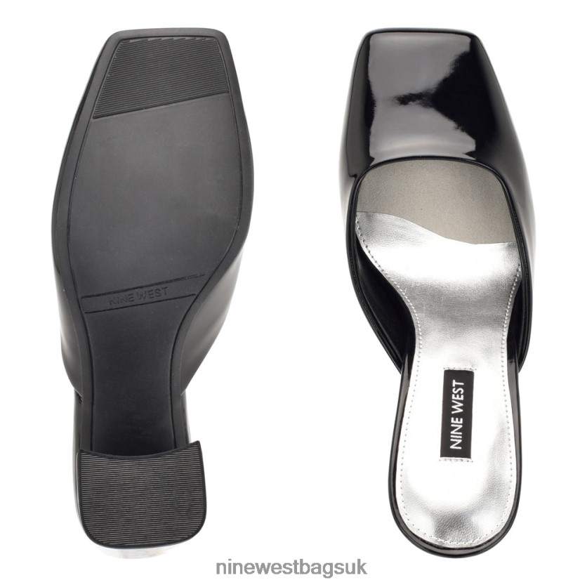 Nine West Yogi Heeled Slides RFX40B691 - Nine West UK Sale Black Patent