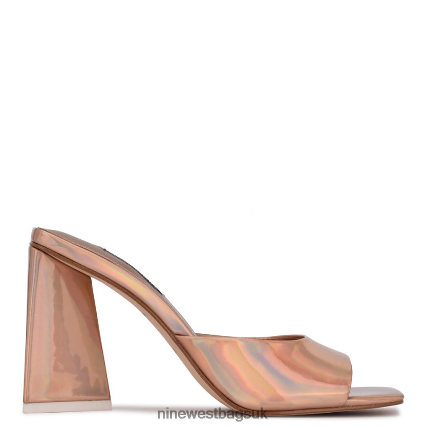 Nine West Yougo Heeled Slide Sandals RFX40B1900 - Nine West Bags UK Beige Iridescent