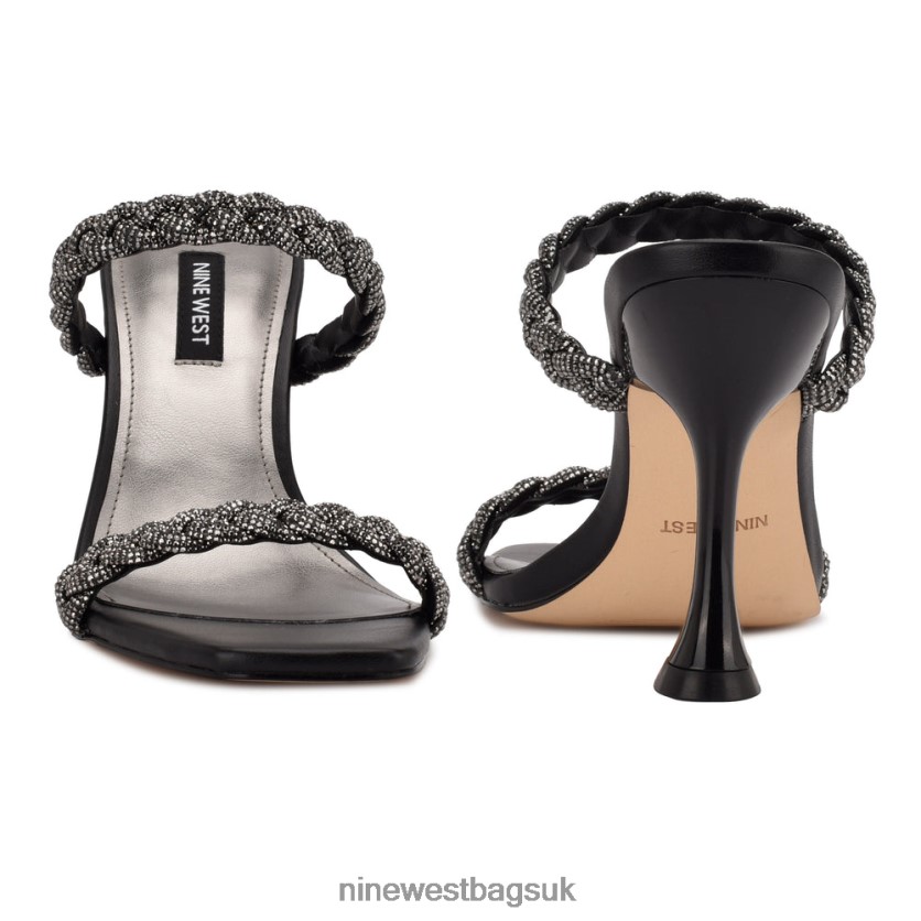 Nine West Zippy Heeled Slide Sandals RFX40B1809 - Nine West UK Black Crystal