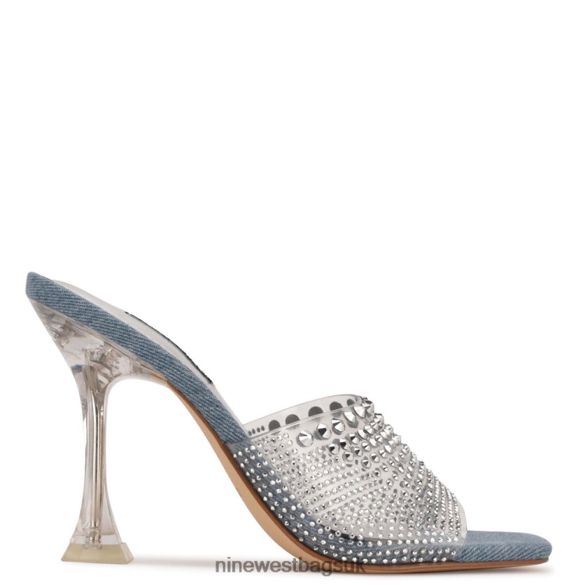 Nine West Ziptip Rhinestone Heeled Slide Sandals RFX40B877 - Nine West UK