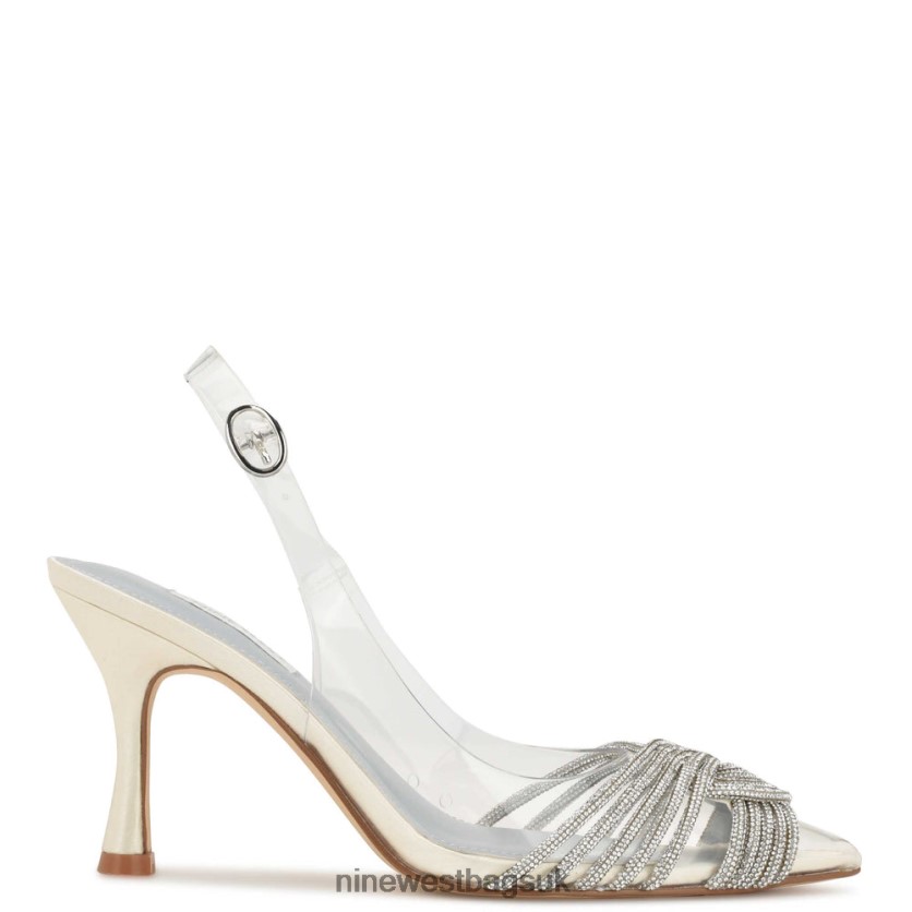 Nine West Nalan Slingback Pumps RFX40B840 - Nine West Bags UK Ivory/Clear Crystal