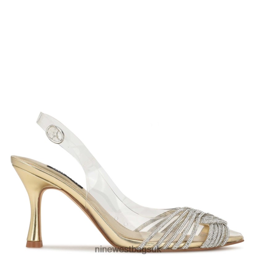Nine West Nalan Slingback Pumps RFX40B841 - Nine West UK Gold/Clear Crystal