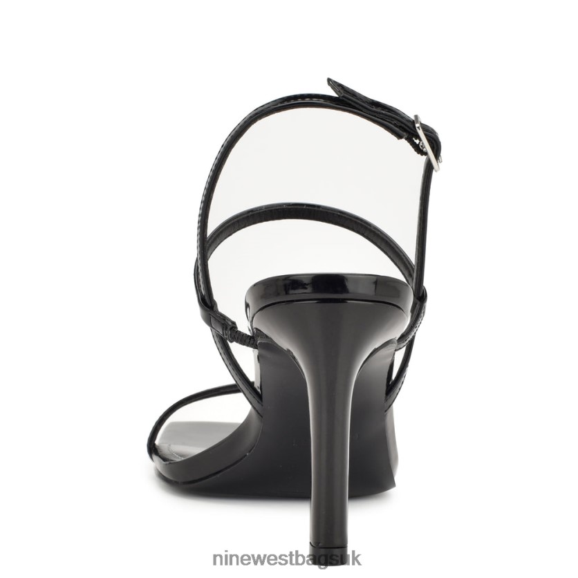 Nine West Olah Heeled Slingback Sandals RFX40B165 - Nine West UK Black Patent