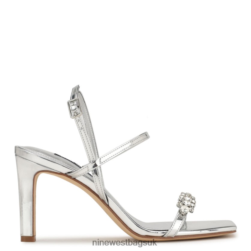 Nine West Oreece Heeled Slingback Sandals RFX40B162 - Nine West Sandals UK Silver