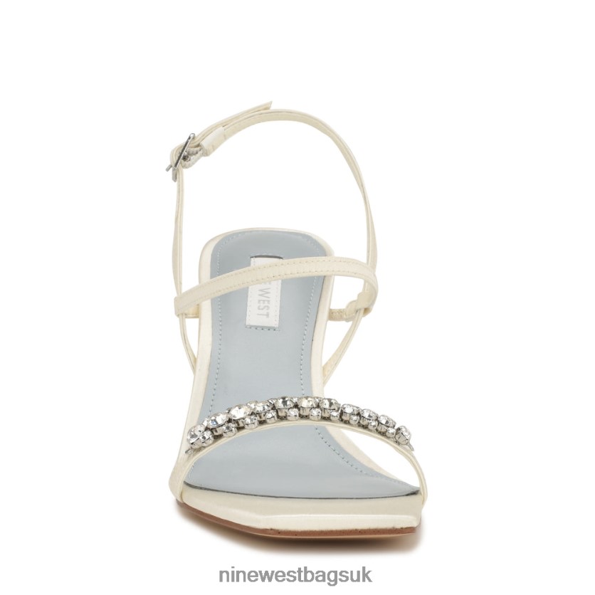 Nine West Oreece Heeled Slingback Sandals RFX40B1713 - Nine West UK Ivory Satin Crystal