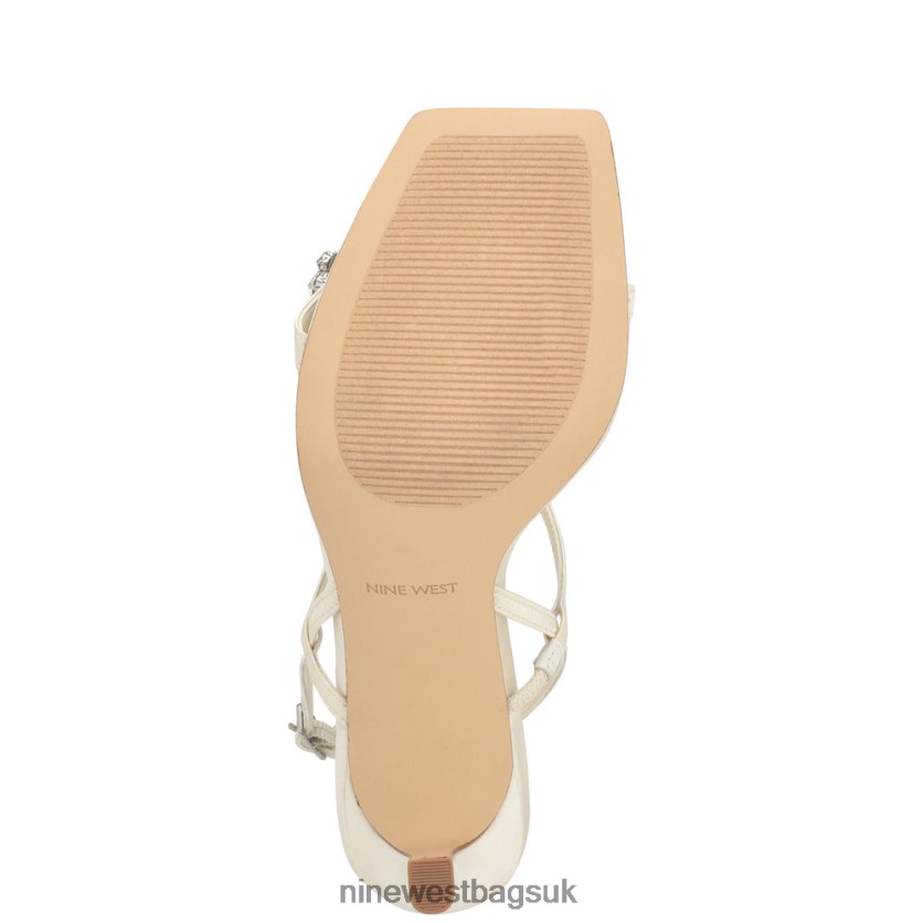 Nine West Oreece Heeled Slingback Sandals RFX40B1713 - Nine West UK Ivory Satin Crystal