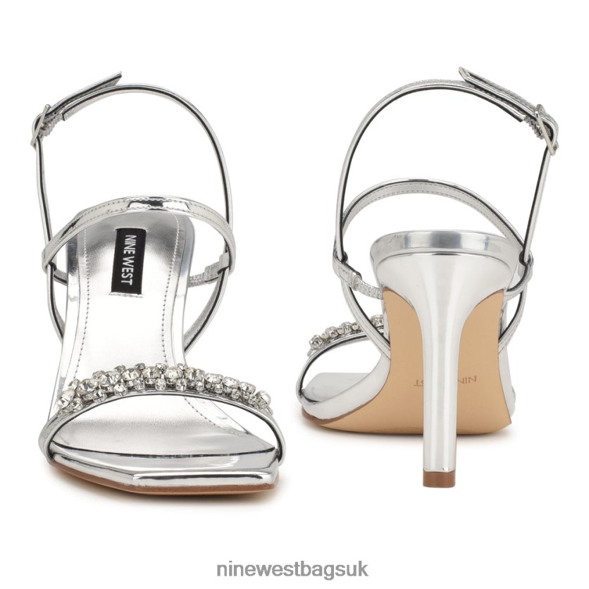Nine West Oreece Heeled Slingback Sandals RFX40B1714 - Nine West Sandals UK Silver
