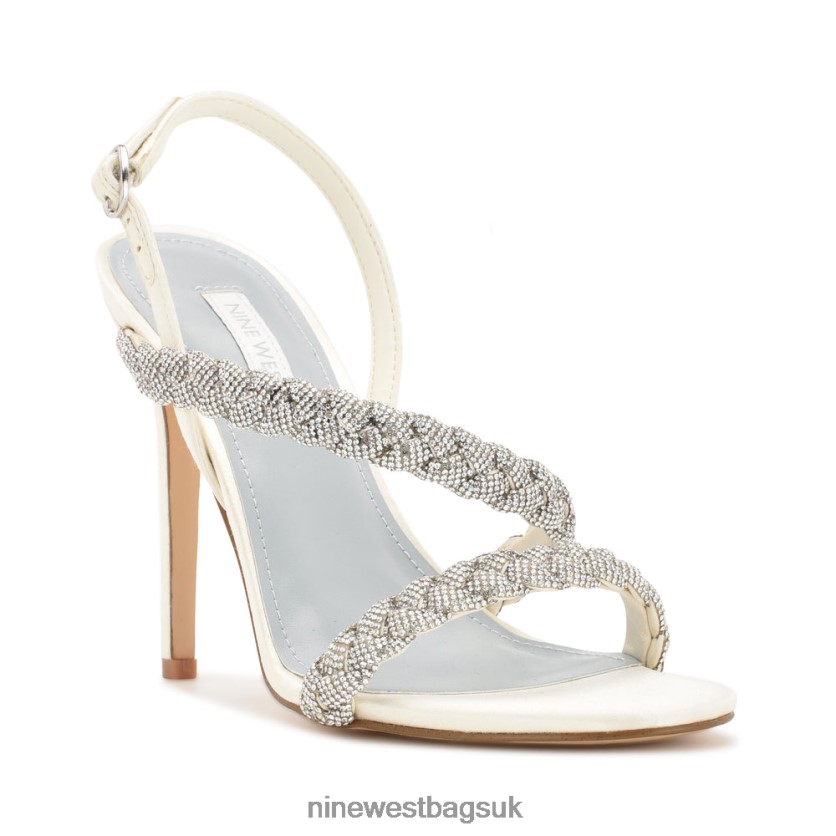 Nine West Tiff Slingback Heeled Sandals RFX40B1820 - Nine West Bags UK Ivory Satin Crystal