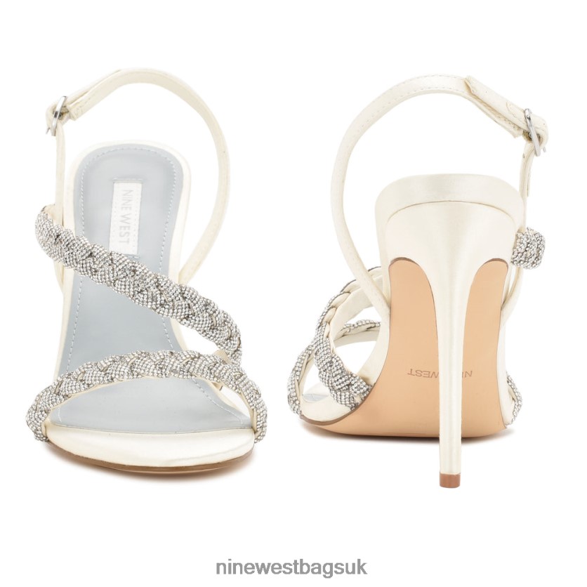 Nine West Tiff Slingback Heeled Sandals RFX40B1820 - Nine West Bags UK Ivory Satin Crystal