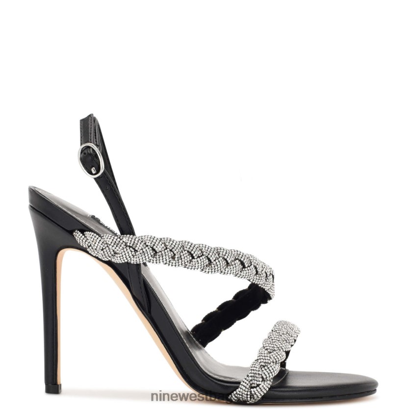 Nine West Tiff Slingback Heeled Sandals RFX40B394 - Nine West Sandals UK Black Crystal