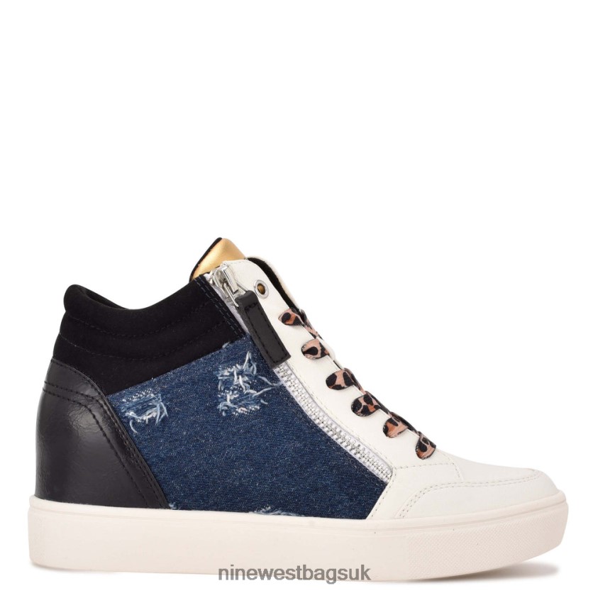 Nine West Tons High Top Hidden Wedge Sneakers RFX40B885 - Nine West UK Black/Denim