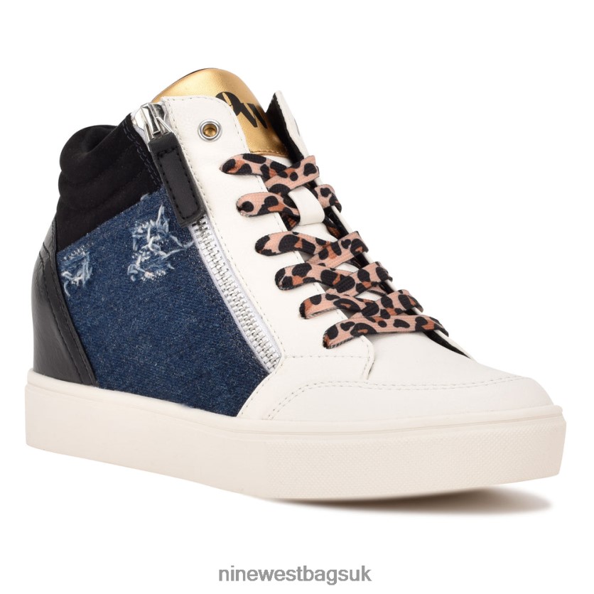 Nine West Tons High Top Hidden Wedge Sneakers RFX40B885 - Nine West UK Black/Denim
