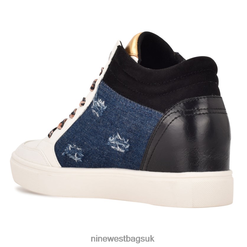 Nine West Tons High Top Hidden Wedge Sneakers RFX40B885 - Nine West UK Black/Denim