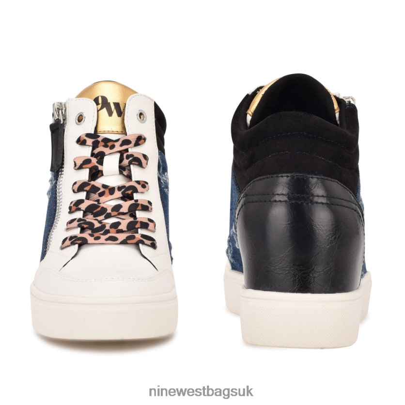 Nine West Tons High Top Hidden Wedge Sneakers RFX40B885 - Nine West UK Black/Denim